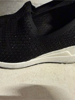 Women's Black Slip-On Knit Sneaker with Sparkle.